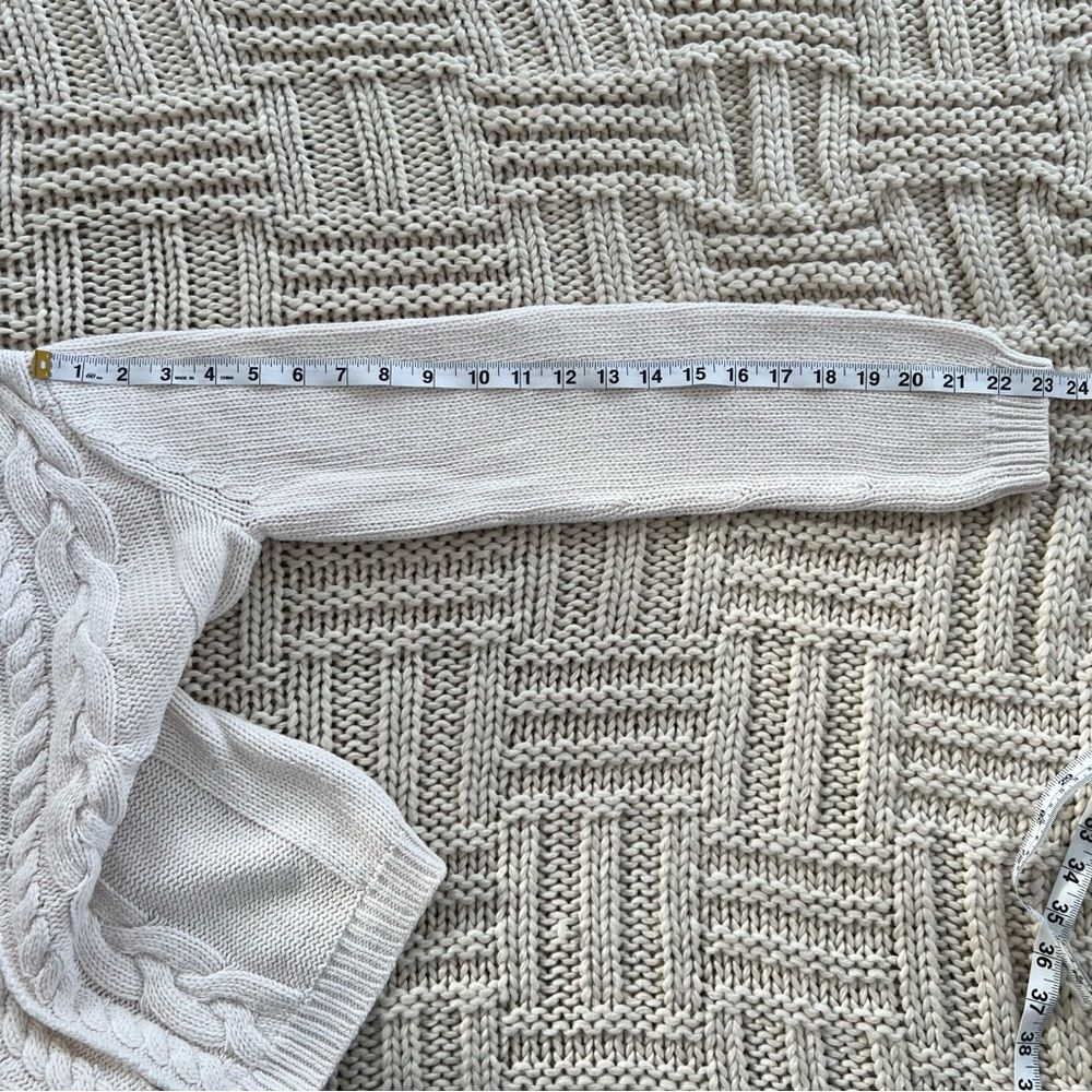 Eddie Bauer Cable Knit Soft Ivory Long Sleeve One Hook Cardigan Sweater - Picture 10 of 10